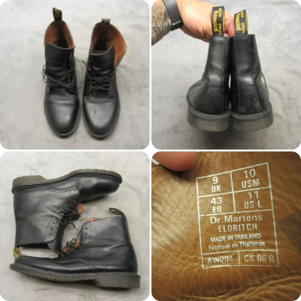 Dr Martens Unisex Shoes M10 W11 Black Leather Lace Up‎ Combat Eldritch Boots